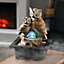 Livingandhome Creative Owl Shape Water Feature Fountain Electric Home Decor