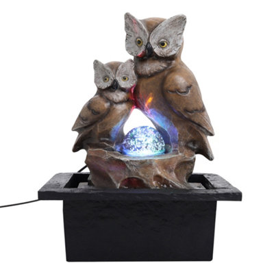 Livingandhome Creative Owl Shape Water Feature Fountain Electric Home Decor