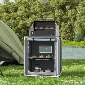 Livingandhome Dark Gray Portable Outdoor Camping BBQ Picnic Kitchen Stand Unit Storage 76cm W x 56cm D x 114cm H