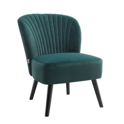 Livingandhome Dark Green Retro Accent Velvet Chair Oyster Scallop