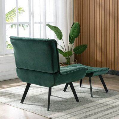 Livingandhome Dark Green Velvet Upholstered Accent Chair Lounge