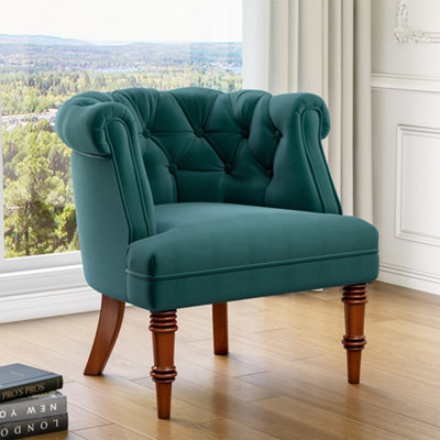 Green velvet tufted online chair