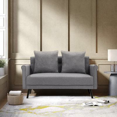 Livingandhome Dark Grey 2 Seater Sofa Fabric Upholstered Loveseat Couch ...