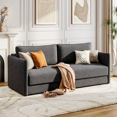 Livingandhome Dark Grey 3 Seater Upholstered Sofa Bed Sleeper Couch Bed