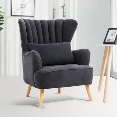 Suede fabric lined wingback armchair & footstool new arrivals