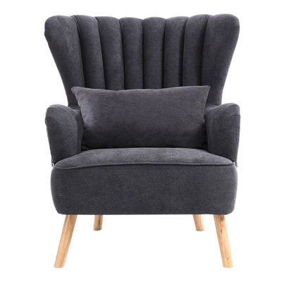 Suede fabric lined discount wingback armchair & footstool