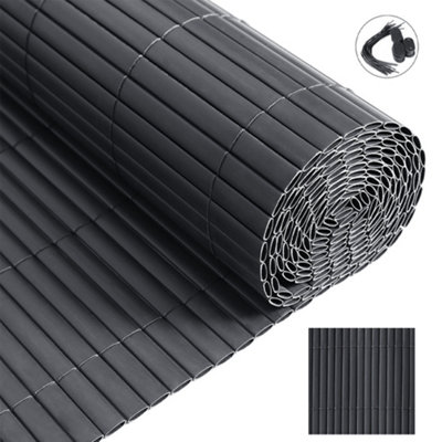 Livingandhome Dark Grey PVC Privacy Fence Sun Blocked Screen Panel Blindfold for Balcony 1 x 3 M