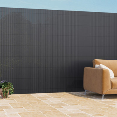 Livingandhome Dark Grey PVC Privacy Fence Sun Blocked Screen Panel Blindfold for Balcony 2 x 3 M