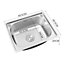 Livingandhome Deep Single Bowl Stainless Steel Kitchen Catering Sink with Strainer W 495 x D 395 mm