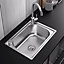 Livingandhome Deep Single Bowl Stainless Steel Kitchen Sink with Strainer 495 x 395 mm