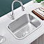 Livingandhome Deep Single Bowl Stainless Steel Kitchen Sink with Strainer