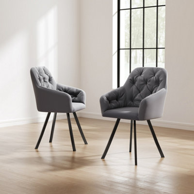 Grey tufted outlet dining chairs