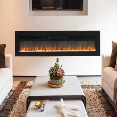 Livingandhome Electric Fire Fireplace Wall Mounted Inset or Freestanding 9  Flame Color Effect with Remote Control 70 Inch | DIY at Bu0026Q