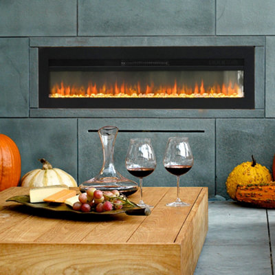 Livingandhome Electric Fire Fireplace Wall Mounted Inset or Freestanding 9  Flame Color Effect with Remote Control 70 Inch | DIY at Bu0026Q