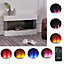 Livingandhome Electric Fire Suite Black Fireplace with White Fire Surround Set 7 Flame Colors  with Remote Control 39 Inch