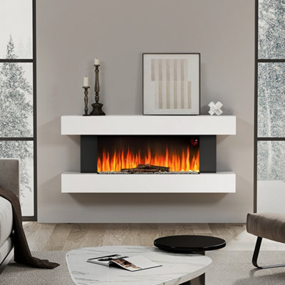 Livingandhome Electric Fire Suite Fireplace with White LED Surround Set and  Remote Control 52 Inch | DIY at Bu0026Q
