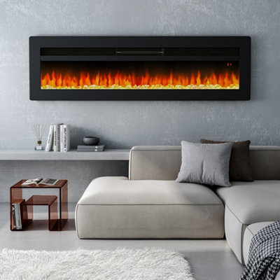 Livingandhome Electric Fire Wall Mounted Wall Inset or Freestanding  Fireplace 9 Flame Colors with Remote Control 40 Inch | DIY at Bu0026Q