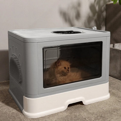 Livingandhome Enclosed Folding Plastic Cat Litter Box Kitten Litter