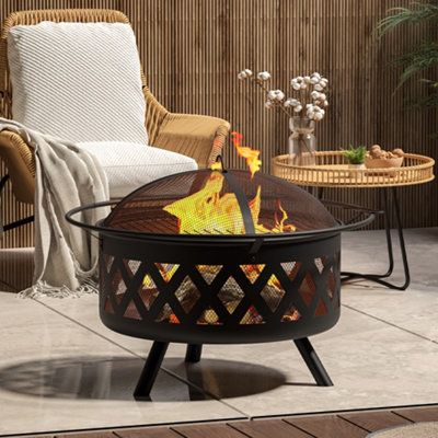 Livingandhome Fire Pit BBQ Brazier Outdoor Garden Stove Patio Heater DIY at B&Q
