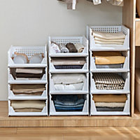 Livingandhome Folding Stackable Wardrobe Storage Basket Cupboard Tabletop Organiser 20 L