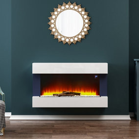 Livingandhome Freestanding  or Wall Mounted Electric Wodden Fireplace with Mantel 39 Inch