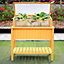 Livingandhome Freestanding Wooden Raised Garden Bed Planter with  Greenhouse Plant Growth Box and Shelf
