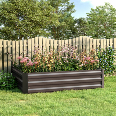 Livingandhome Galvanized Steel Square Raised Garden Bed Planter Box,120cm W x 90cm D x 30cm H