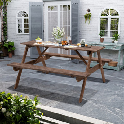 Outdoor dining table bench set hot sale