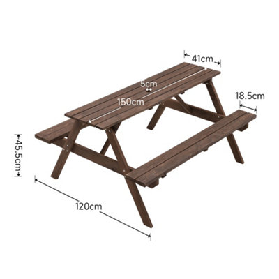 Livingandhome Garden Picnic Wooden Table Bench Set Outdoor Dining