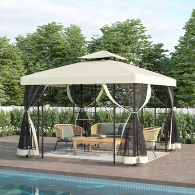 Livingandhome Garden Retractable Steel Pergola Outdoor Gazebo with ...