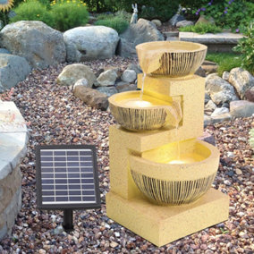 Livingandhome Garden Solar Bowl Fountain Outdoor Water Feature LED Lights