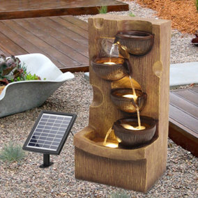 Livingandhome Garden Solar Water Feature LED Fountain Resin Ornament Pump Light