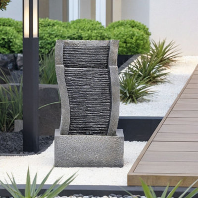 Livingandhome Garden Water Feature Decor Fountain Rockery Solar Powered ...