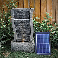Livingandhome Garden Water Feature Decor Fountain Rockery Solar Powered