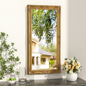 Livingandhome Gold Antique Decorative Rectangle Oversized Mirror for Wall 120 x 60CM