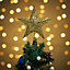 Livingandhome Gold Christmas Tree Topper Star Xmas Ornament Home Decorative with LED Lights