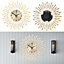 Livingandhome Gold Drop Shape 3D Silent Metal Wall Clock with Crystal  Decoration