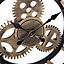 Livingandhome Gold Industrial Large Roman Numeral and Gear Silent Metal Wall Clock 58 cm