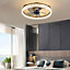 Livingandhome Gold Modern Round Crystal Ceiling Fan with Light 50cm Dia