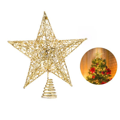 Livingandhome Gold Pre Lit Christmas Tree Topper Star Christmas