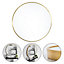 Livingandhome Gold Round Aluminum Wall Hanging Bathroom Framed Mirror 50 cm