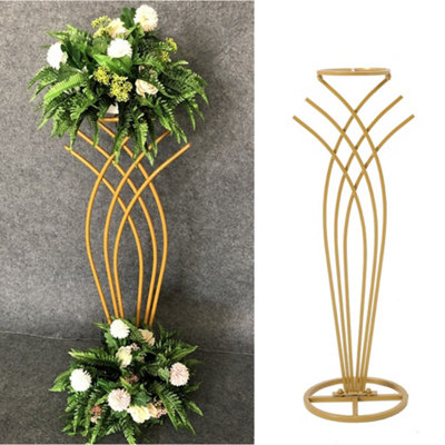 Livingandhome Gold Tall Metal Floor Vase Flower Stand Wedding