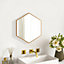 Livingandhome Gold Wall Mounted Hexagon Bathroom Vanity Mirror 400 x 340 mm