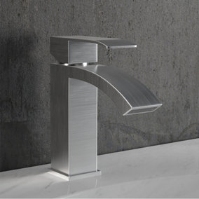 Livingandhome Graphite Grey 1 lever Contemporary Bathroom Basin  Mixer Taps with Hose Pipes