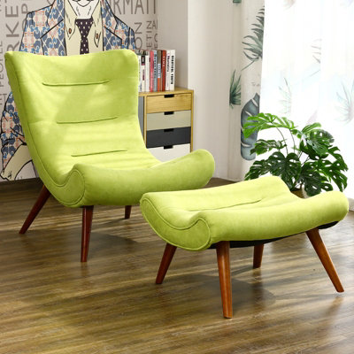 Livingandhome Green Chenille Recline Lounge Chair Accent Chair