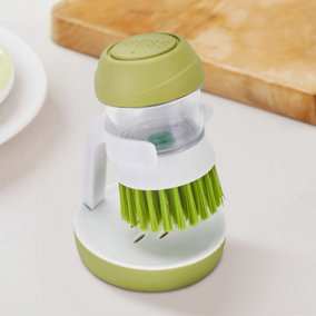 Livingandhome Green Dish Pot Brush with Soap Dispenser