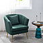 Livingandhome Green Frosted Velvet Shell Padded Seat Accent Chair