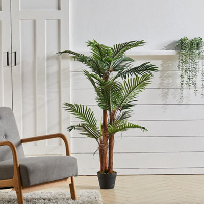 Livingandhome Green Palm Tree Artificial Plants in Black Pot Decoration ...