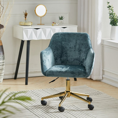 Livingandhome Green Velvet Swivel Home Office Chair Desk Chair