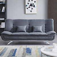 Livingandhome Grey 2 Seater Fabric Sofa Bed Shell Recliner Sofabed with 2  Pillows | DIY at B&Q